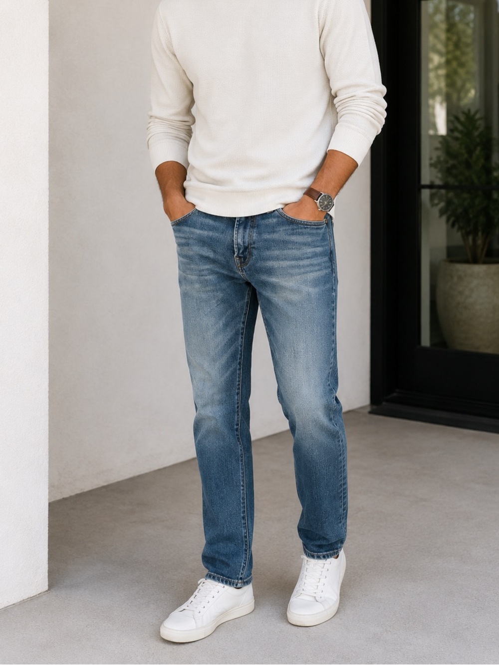 Dark Blue Slim Straight Jeans, Men’s 32x30 | Classic 5-Pocket Denim